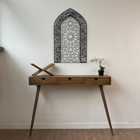 stylish-metal-islamic-wall-art-in-silver-out-black-ayatul-kursi-mihrab-dome-islamicwallartstore