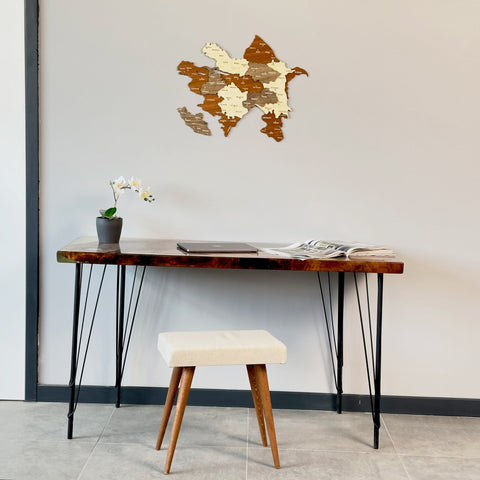 Azerbaijan Wooden Wall Map Islamic Wall Art Decor