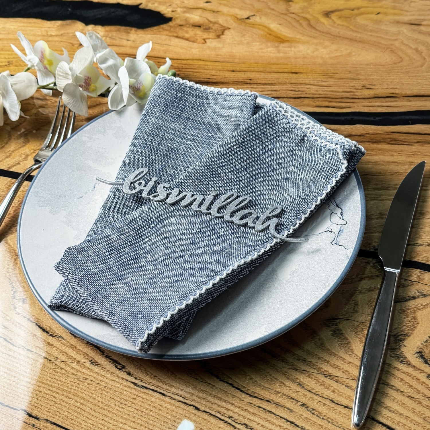 eid-decor-silver-bismillah-metal-napkin-ornament-unique-islamic-table-setting-islamicwallartstore