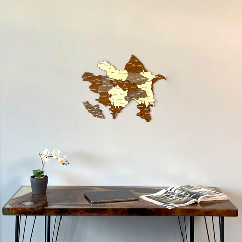 Azerbaijan Wooden Wall Map Islamic Wall Art Decor