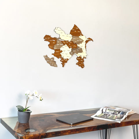 Azerbaijan Wooden Wall Map Islamic Wall Art Decor