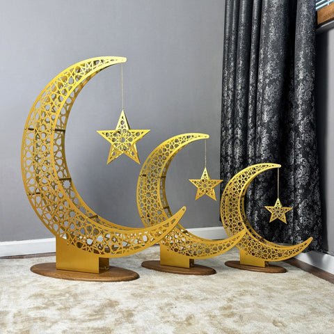 Crescent & Star Ramadan Decor - Metal Islamic Home Decoration