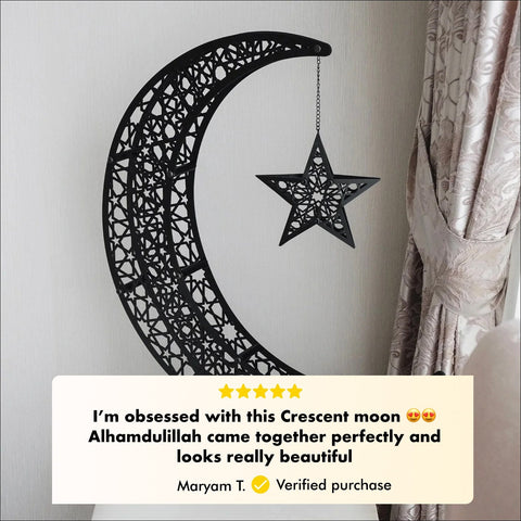 Crescent & Star Ramadan Decor - Metal Islamic Home Decoration