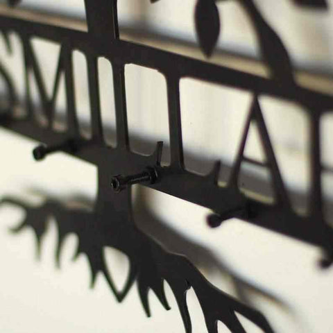 Bismillah Latin Key Holder, Basmala and Tree Metal Calligraphy Islamic Home Decor - Islamic Wall Art Store