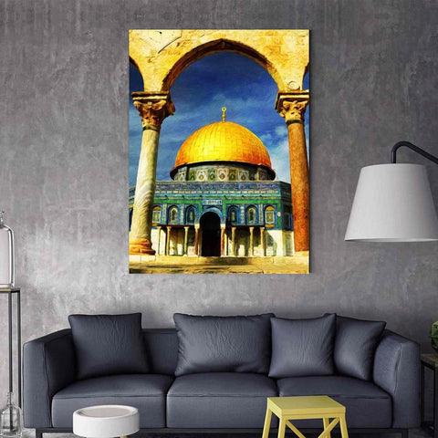 Masjid Al Aqsa Decorative v5 Oil Paint Reproduction Canvas Print Islamic Wall Art - Islamic Wall Art Store