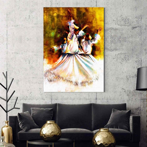 Whirling Dervish v6 Oil Paint Reproduction Canvas Print Islamic Wall Art - Islamic Wall Art Store