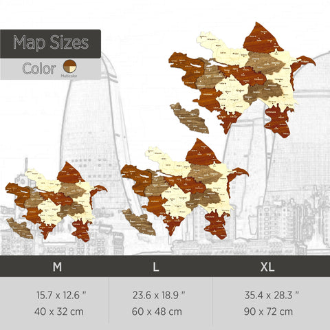 Azerbaijan Wooden Wall Map Islamic Wall Art Decor